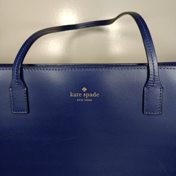 Kate Spade Bleecker Large Zip-Top Tote in Leather (Parisian Navy) - Picture 2 of 13